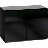 Oslo 323 44" TV Stand Cabinet for Center Speaker in Black Oak w/ Smoked Black Glass Doors & Top
